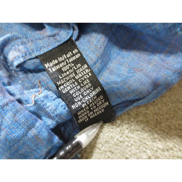 Forsyth of Canada Mens Shirt 2XL Blue Linen Long Sleeve Button Down Pocket - Picture 5 of 9